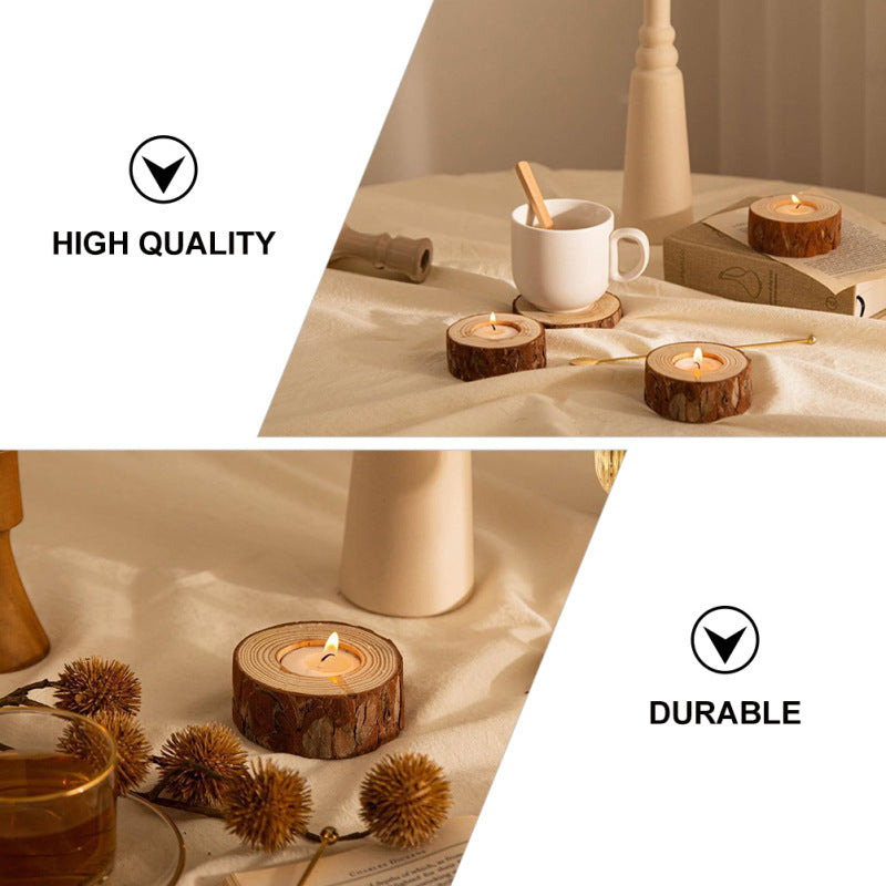 Simple Modern Pastoral Style Wooden Candle Holder