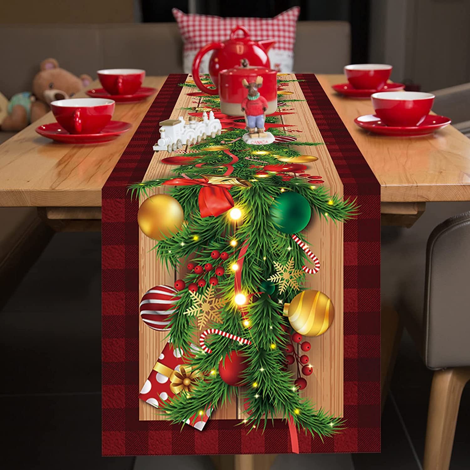 Linen Table Runner Christmas Home Dining Roomliving Room Holiday Decoration Tablecloth