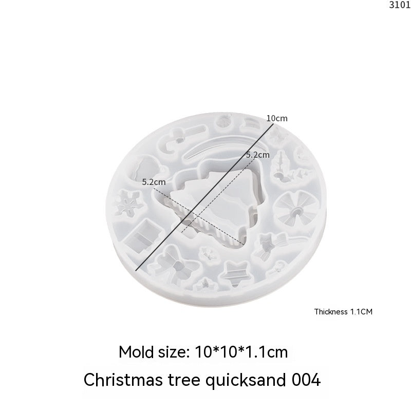 Christmas Quicksand Christmas Tree House Snowman House Quicksand Pendant Silicone Mold