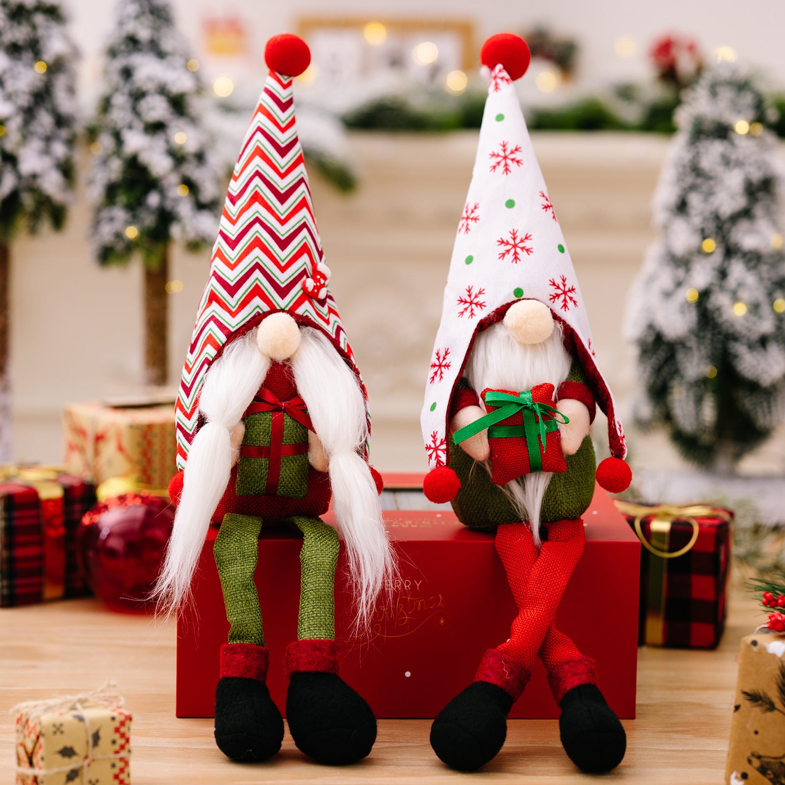 Christmas Decorations Striped Pointed Hat Doll