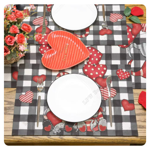 Dwarf Love Valentine's Day Meal Mat, Valentine's Day decor, Romantic home accents, Heart-themed decorations, Cupid-inspired ornaments, Love-themed party supplies, Red and pink decor, Valentine's Day table settings, Romantic ambiance accessories, Heart-shaped embellishments, Valentine's Day home embellishments