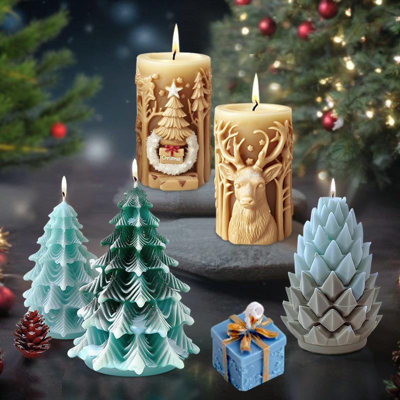 Christmas Cylindrical Aromatherapy Candle Silicone Mold