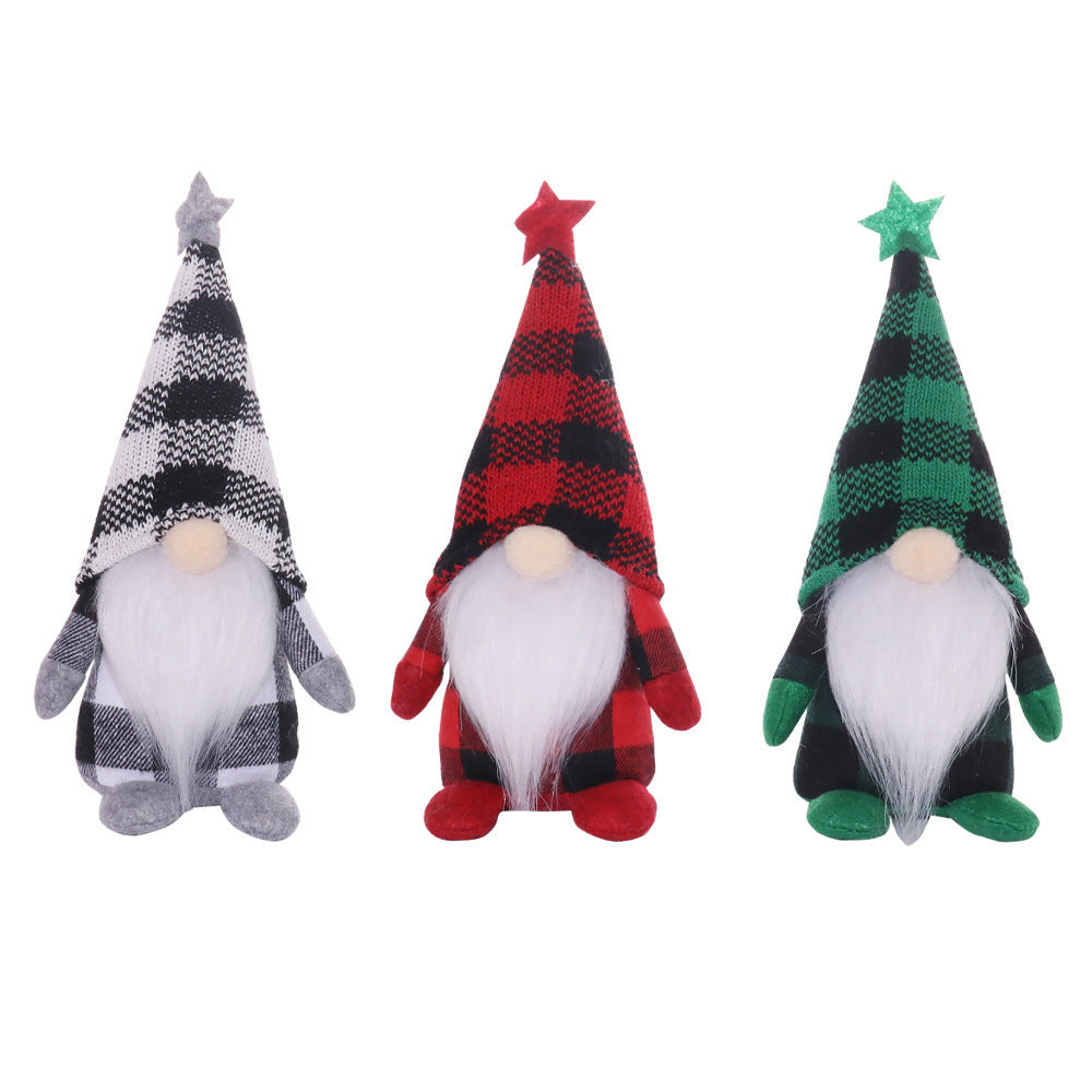 Checkered Forest Christmas Doll Desktop Decoration