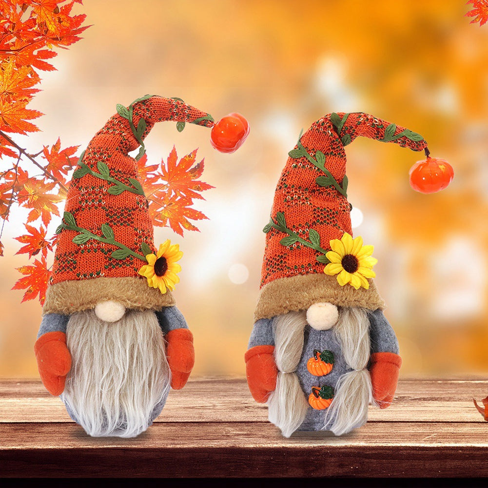 Thanksgiving Harvest Festival Pumpkin Sunflower Faceless Doll Ornaments
