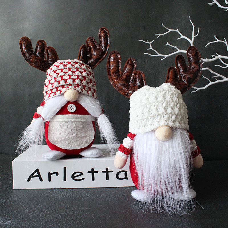 Christmas Antlers Faceless Old Man Doll