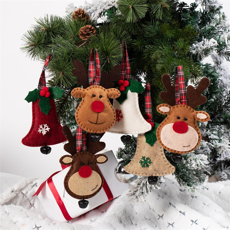 Creative Christmas Tree Cute Elk Bell Decorative Pendant
