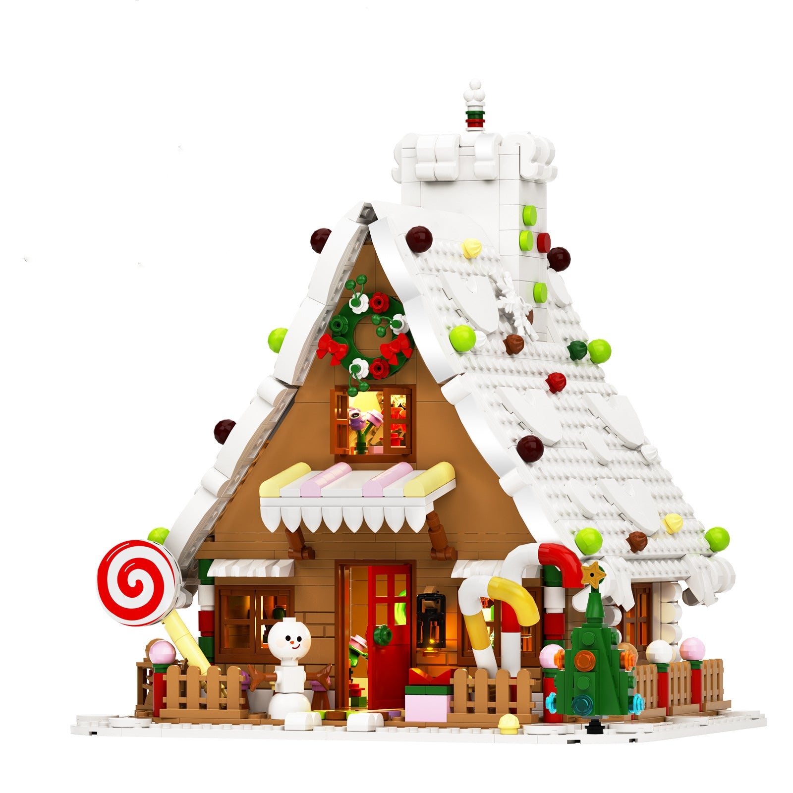 Christmas Gingerbread House Building Block Model, Christmas gingerbread house, holiday ornaments, christmas ornaments, christmas decoration house, Christmas Building block  1090Pcs+ Lighting Set+ Paper instructions