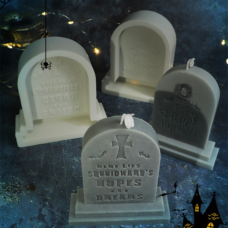 Halloween Tombstone Shape Aroma Plaster Flip Sugar Silicone Mold, Silicone candle molds, Christmas tree candle molds, Halloween pumpkin candle molds, Easter egg candle molds, Animal candle molds, Sea creature candle molds, Fruit candle molds, Geometric candle molds, Abstract candle molds, DIY candle making molds,