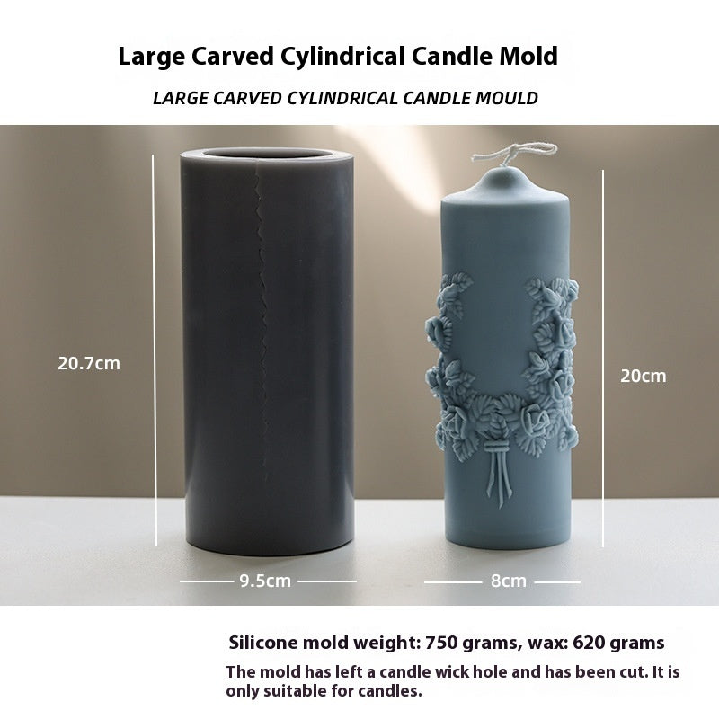 Carved Simple European-style Cylindrical Relief Aromatherapy Candle Homemade Tool Mold, Silicone candle molds, Christmas tree candle molds, Halloween pumpkin candle molds, Easter egg candle molds, Animal candle molds, Sea creature candle molds, Fruit candle molds, Geometric candle molds, Abstract candle molds, DIY candle making molds,