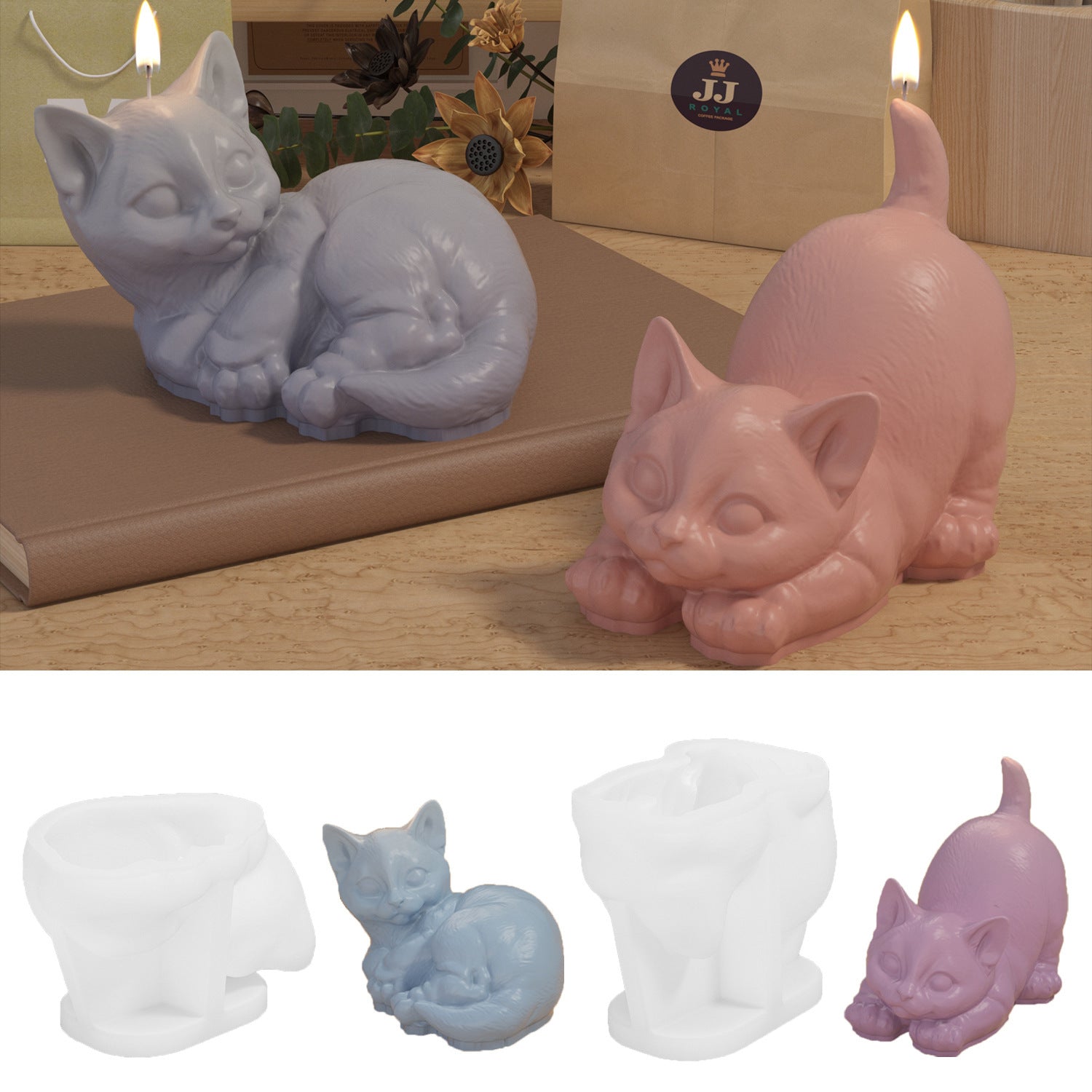 Pinch Mold Three-dimensional Animal Kitten Plaster Epoxy Silicone Mold Aromatherapy Candle Mould