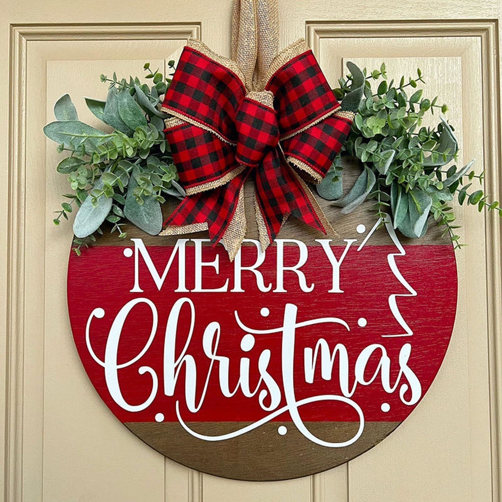 Christmas Front Door Decoration Garland Wooden Board