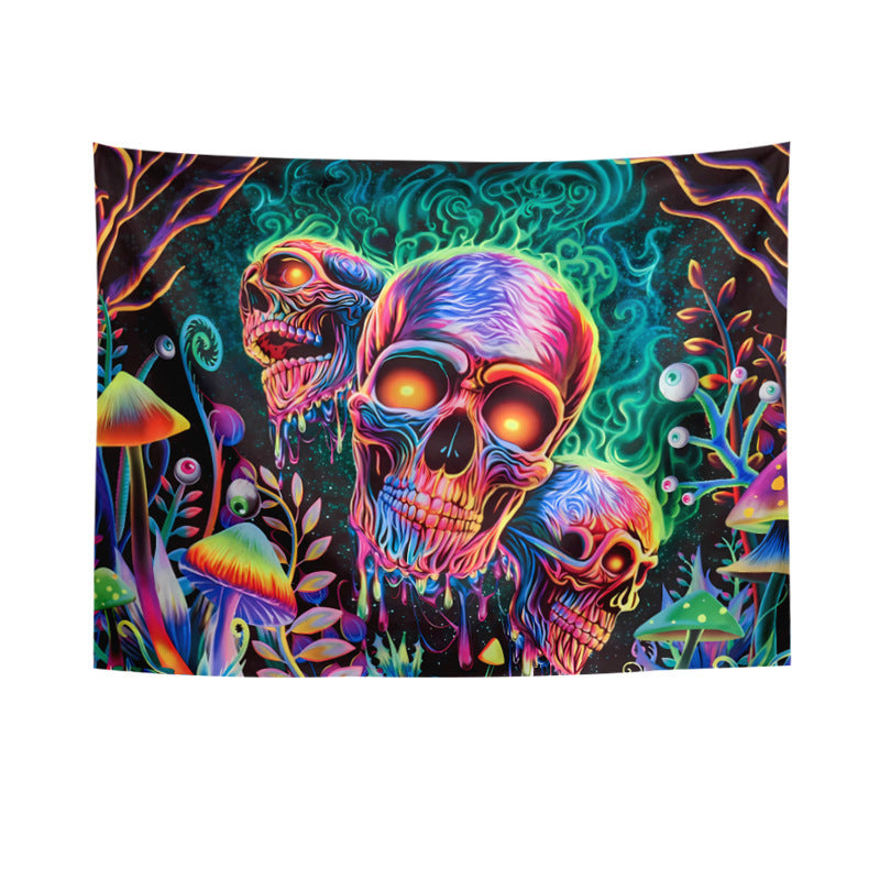 Fluorescent Skull Tapestry UV Black Light Background Fabric, Halloween decorations items, Halloween costumes, Halloween masks, Halloween props, Halloween animatronics, Halloween inflatables, Halloween lights, Halloween fog machines, Halloween spider webs, Halloween lanterns, Halloween banners, Halloween streamers, Halloween tableware, Halloween centerpieces, Halloween party favors, Halloween yard stakes, Halloween tombstones, Halloween candles, Halloween wreaths, Halloween garlands
