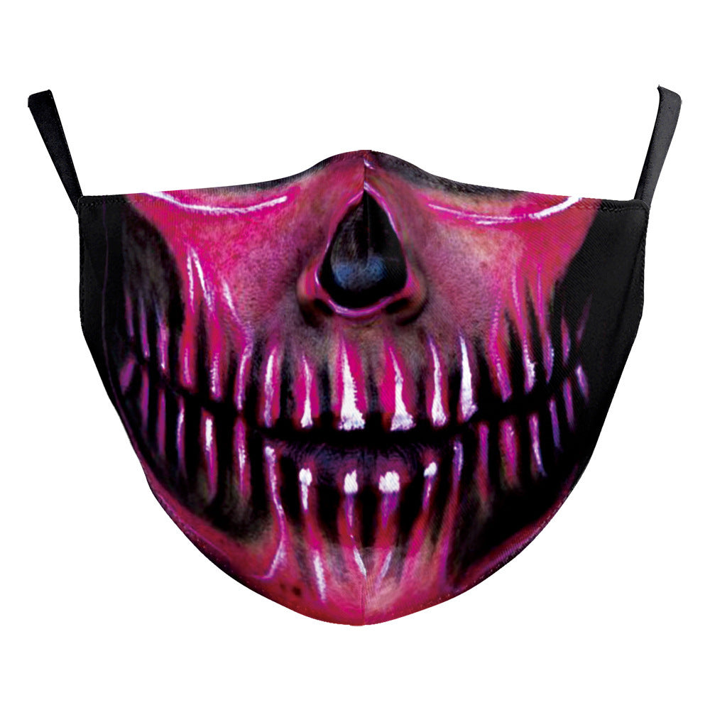 Halloween Digital Printing Funny Horror Face Double Layer Dust Mask