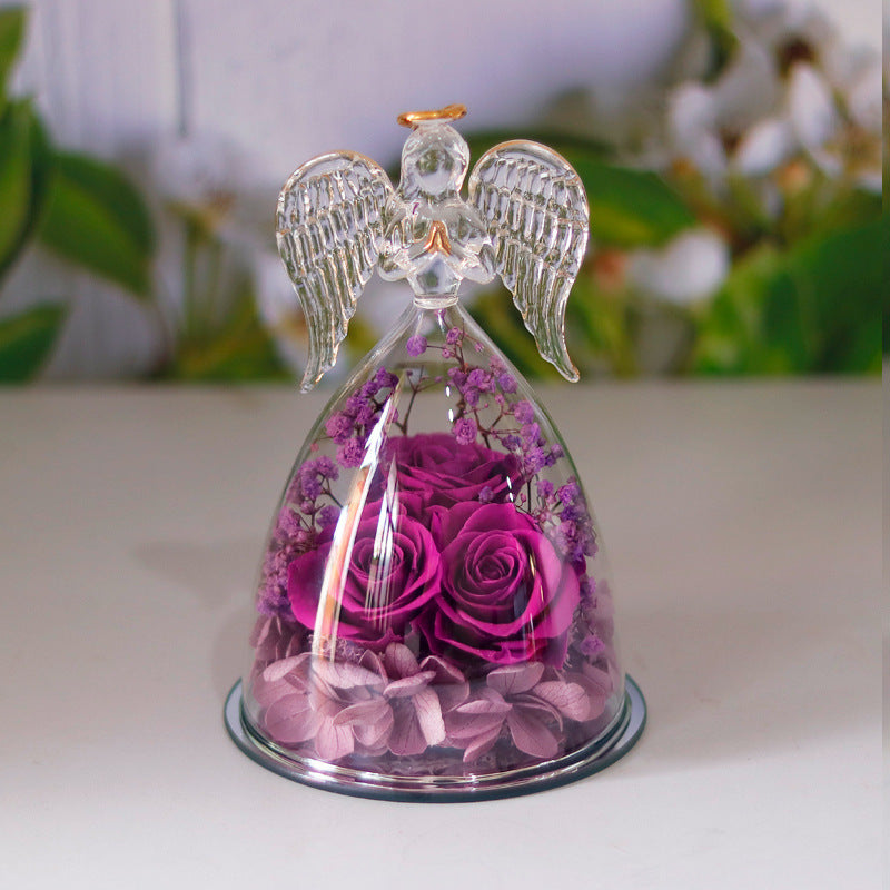 Eternal Flower Gift Box Angel Glass Cover Dried Rose Gift Box For Christmas New Year Valentine's Day Home Decor, valentines day, shop valentine's day deals, valentines, valentine's day gifts, valentine day, valentines day gifts, valentines day decor, Decognomes,  valentine decoration, valentines day decoratio, valentine decor, valentines decor, valentines decorations
