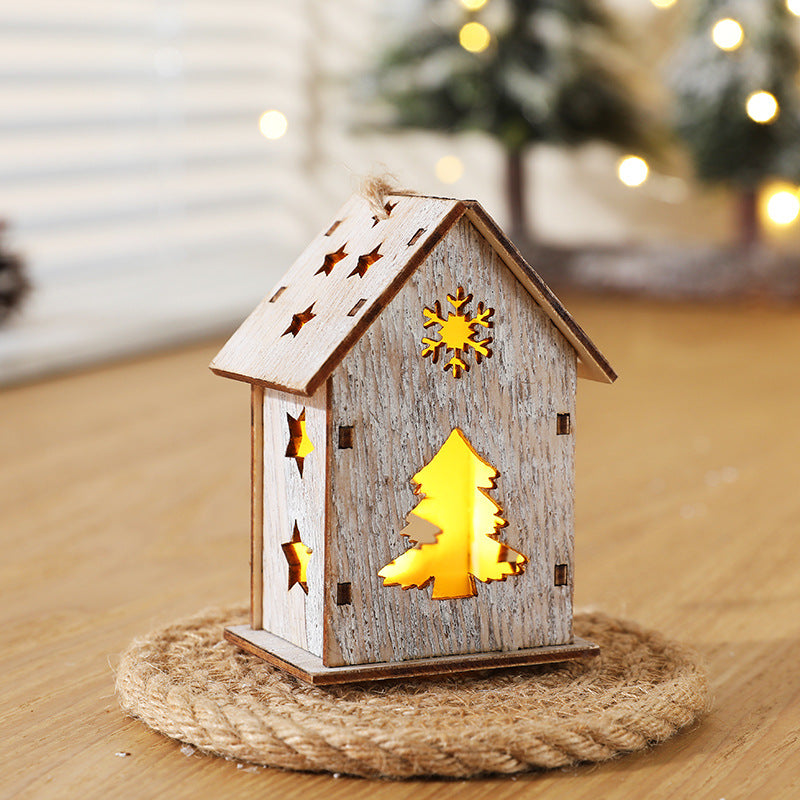 Christmas Decorations Nordic Log Small House Pendant