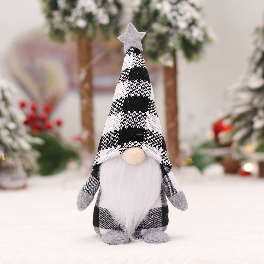 Checkered Forest Christmas Doll Desktop Decoration