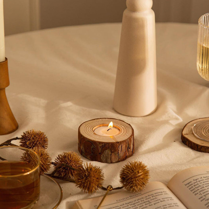 Simple Modern Pastoral Style Wooden Candle Holder