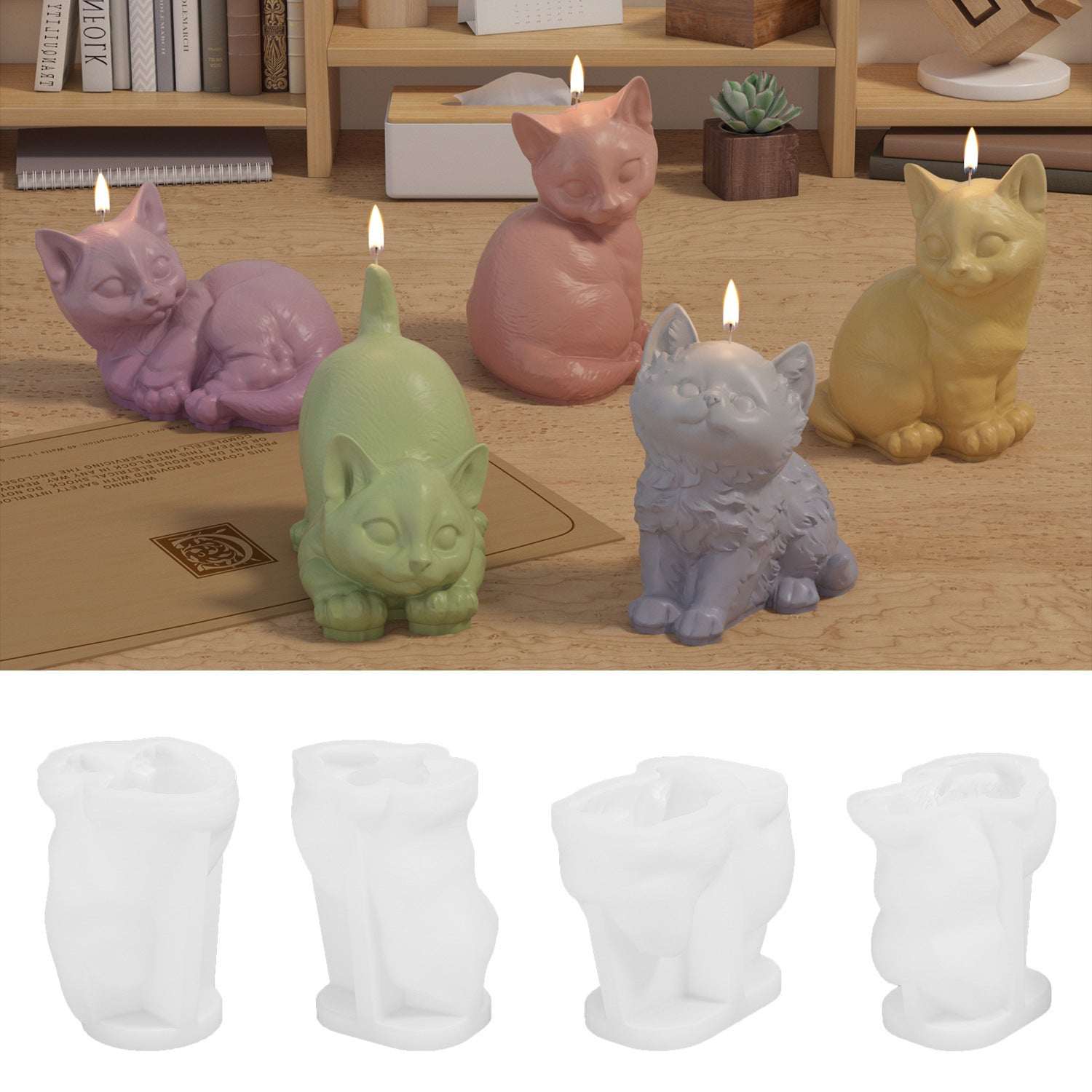 Pinch Mold Three-dimensional Animal Kitten Plaster Epoxy Silicone Mold Aromatherapy Candle Mould