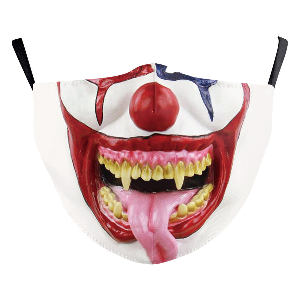 Halloween Digital Printing Funny Horror Face Double Layer Dust Mask