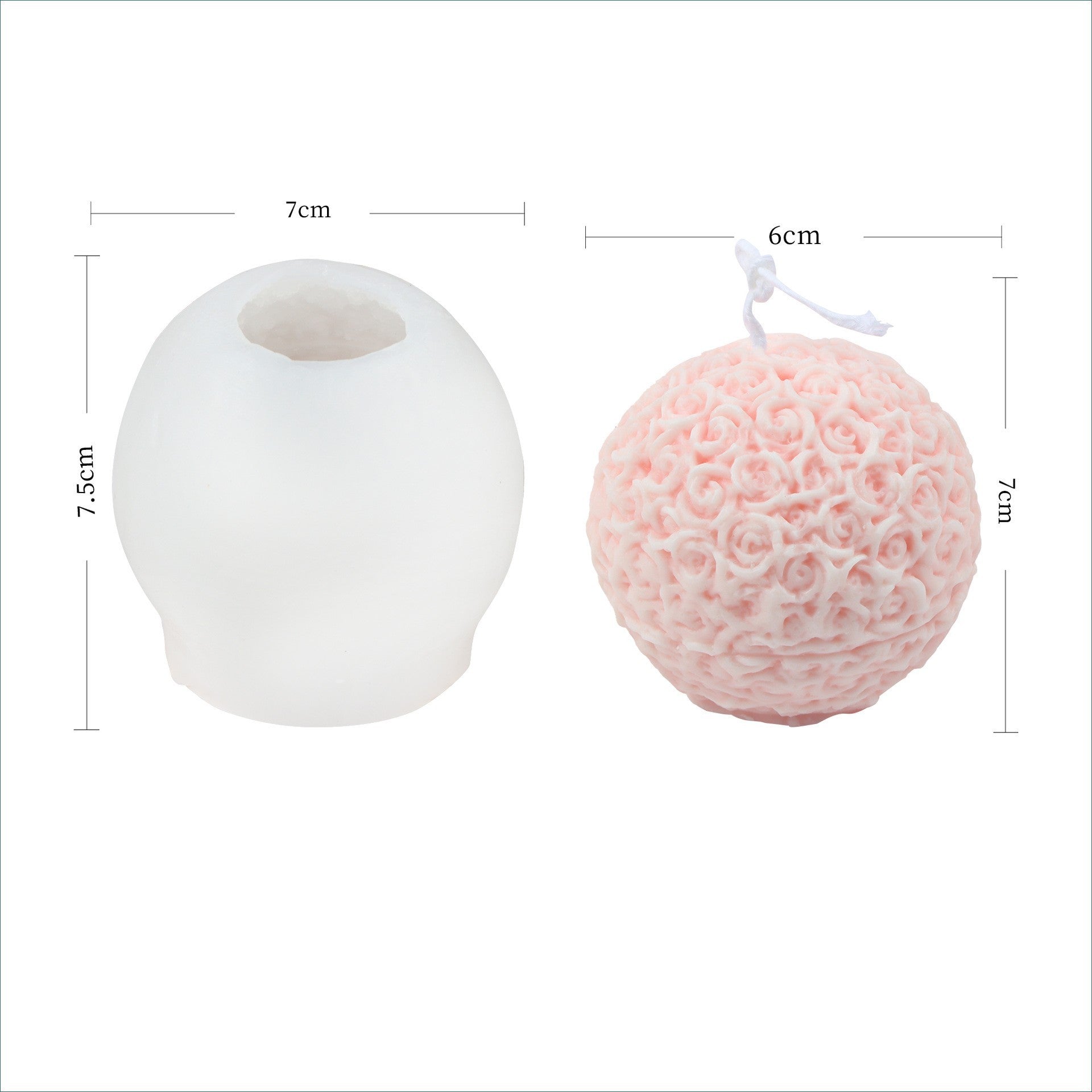 Flower Aromatherapy Candle Round Ball Rose Cylinder Mold Silicone, Silicone candle molds, Christmas tree candle molds, Halloween pumpkin candle molds, Easter egg candle molds, Animal candle molds, Sea creature candle molds, Fruit candle molds, Geometric candle molds, Abstract candle molds, DIY candle making molds,
