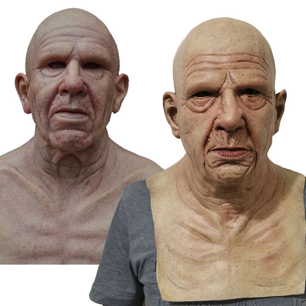 Old White Mask Bald Old Latex Headgear Halloween Cosplay Funny Props