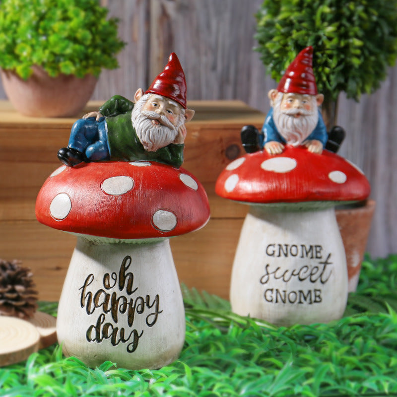 Garden Sitting Mushroom Decoration Garden Courtyard Elf Sculpture Landscape Decorations, Garden gnomes, Lawn gnomes, Outdoor gnomes, Yard gnomes, Ceramic gnomes, Concrete gnomes, Resin gnomes, Funny gnomes, Classic gnomes, Cute gnomes, Gnome statues, Decorative gnomes, Fantasy gnomes, Hand-painted gnomes, Whimsical gnomes, Gnome figurines, Novelty gnomes, Gnome with wheelbarrow, Gnome with mushroom, Gnome with lantern,
