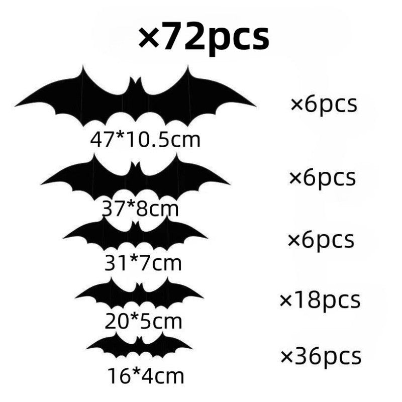 Halloween Decorative Wall Black Stickers Three-dimensional Bat Holiday Party