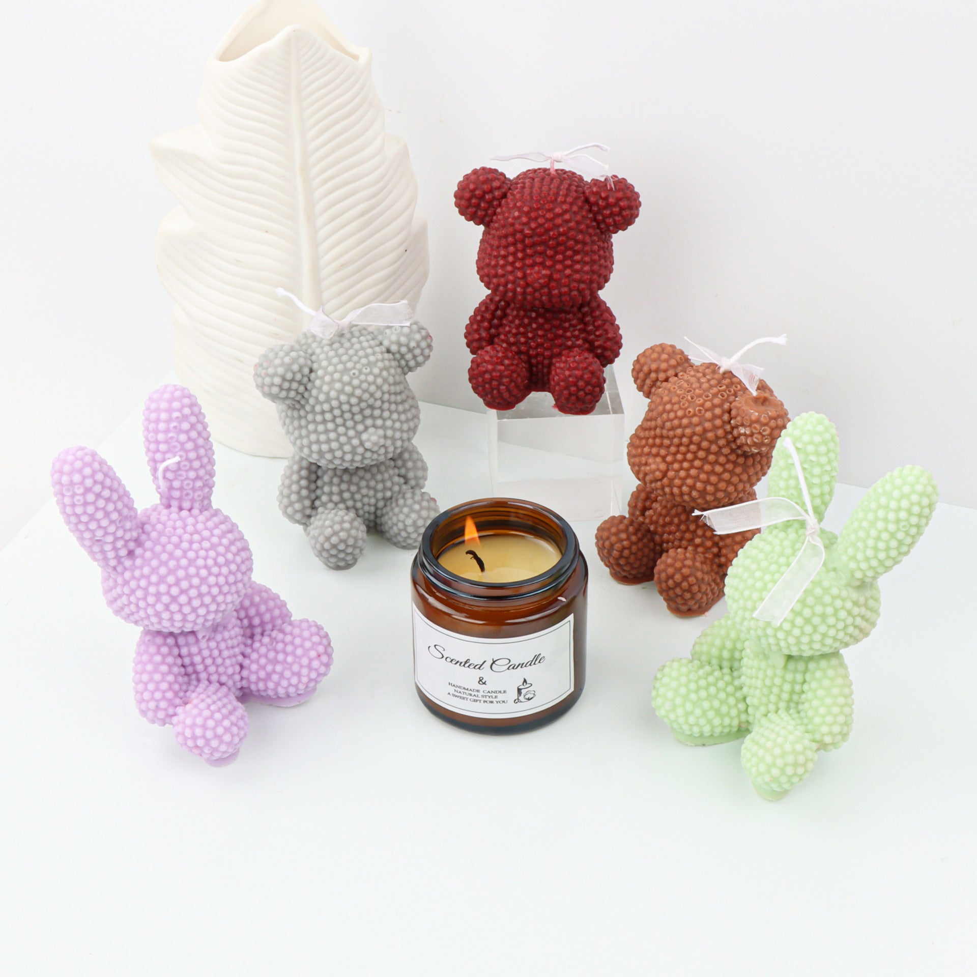 Three-dimensional Beaded Bear Rabbit Candle Silicone Mold