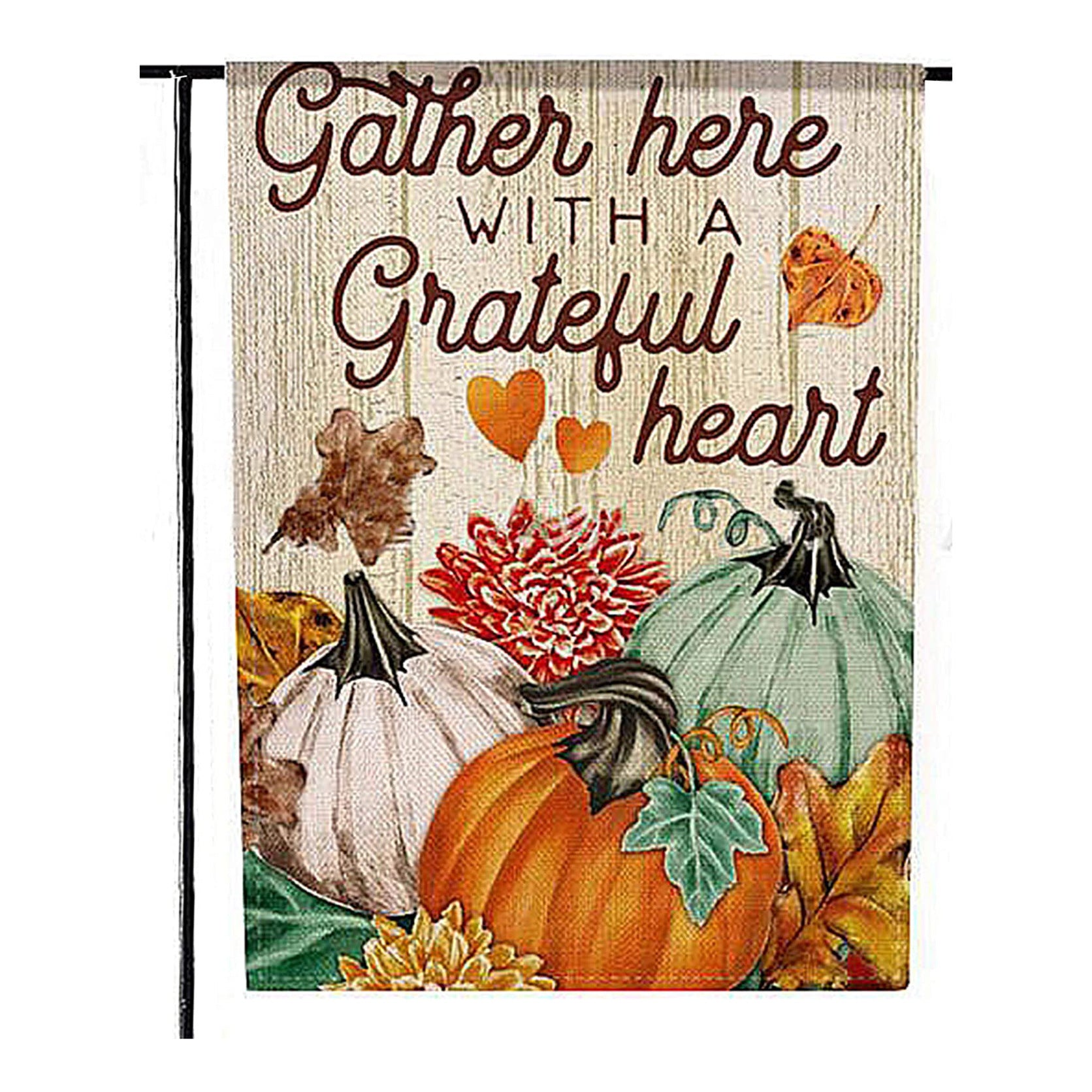 Autumn Thanksgiving Yard Decoration Linen Garden Banner Pumpkin Maple Leaf Pattern Printing Decoration