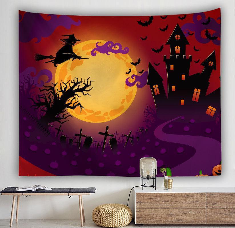 Crimson Halloween Tapestry, Pumpkin lanterns, Jack o Lanterns, Halloween Lights, Halloween Decoration Ornaments, Halloween inflatables, carved pumpkins, Halloween wreaths, Halloween Candles, and animatronics Halloween.
