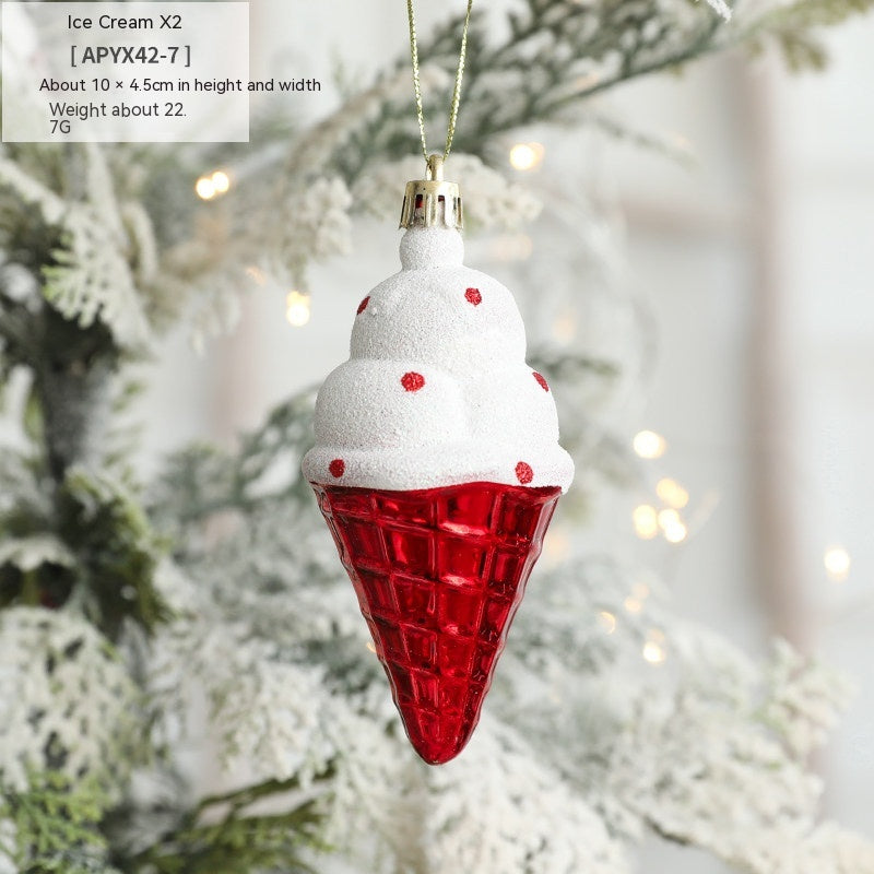 Christmas Decorations Ice Cream Snowman House Five-pointed Star Small Crutch Combination Ornaments