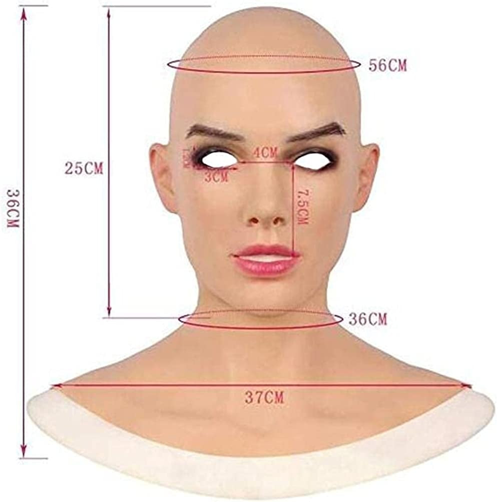 Halloween Cosplay Props Latex Bald Beauty Mask Headgear