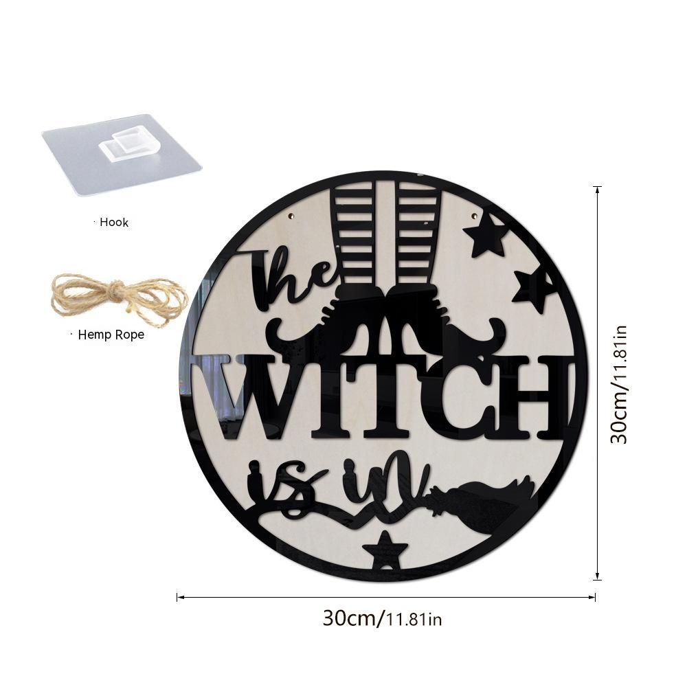 Halloween Wooden Witch Broom Acrylic Hang Decorations