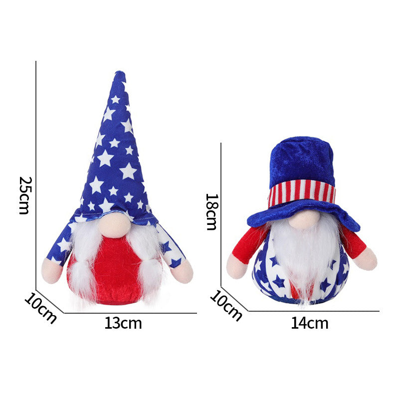 Cute Faceless Baby Doll With Top Hat Doll American National Day Decorations, Celebrate Independence Day with our patriotic 4th of July gnome for sale! Add a whimsical flair to your holiday decorations. Bring a touch of red, white, and blue to your 4th of July festivities with our charming gnome! Handcrafted with care, this gnome is sure to spread patriotic cheer. 	