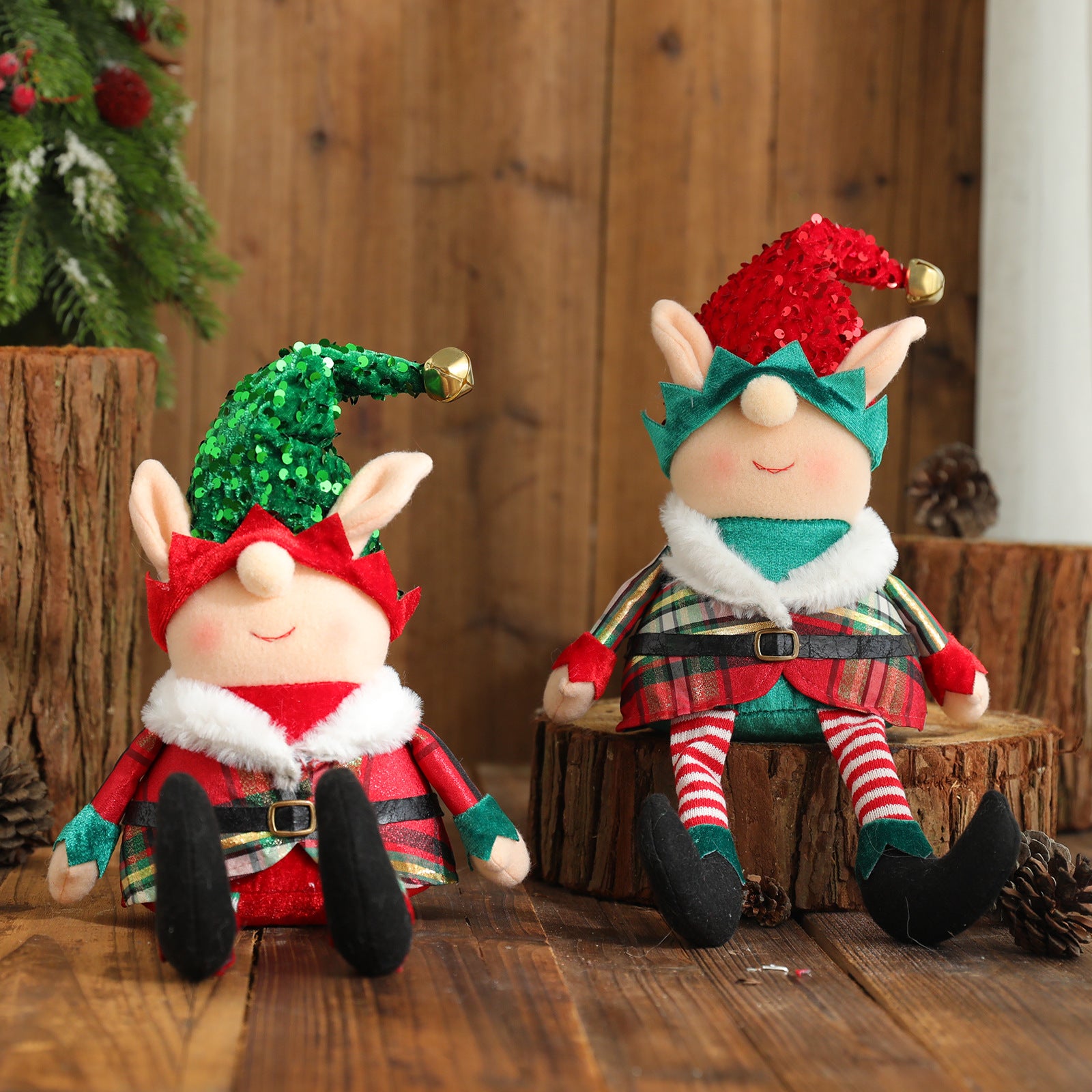 New Christmas Elf Long Legs Figurine Doll