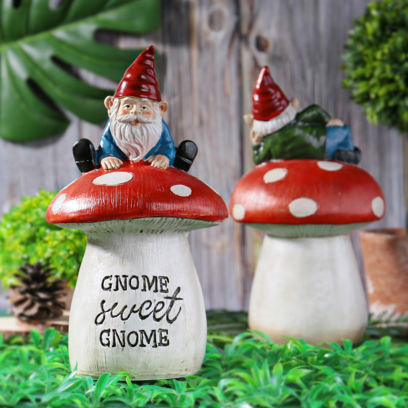 Garden Sitting Mushroom Decoration Garden Courtyard Elf Sculpture Landscape Decorations, Garden gnomes, Lawn gnomes, Outdoor gnomes, Yard gnomes, Ceramic gnomes, Concrete gnomes, Resin gnomes, Funny gnomes, Classic gnomes, Cute gnomes, Gnome statues, Decorative gnomes, Fantasy gnomes, Hand-painted gnomes, Whimsical gnomes, Gnome figurines, Novelty gnomes, Gnome with wheelbarrow, Gnome with mushroom, Gnome with lantern,
