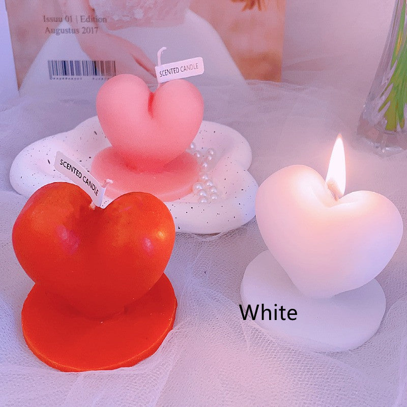 Chinese Valentine's Day Creative Standing Love Scented Candle Ornaments, Heart Shaped Candles, White Heart Candle, Red Heart Candle, Pink Heart Candle, Valentines Day Candles