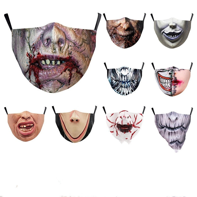 Halloween Carnival Digital Printing Funny Clown Face Double Layer Dust Mask