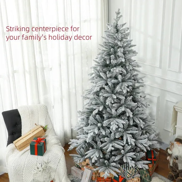 7 Ft Snow Flocked Artificial Christmas Tree With 1401 Tips, Foldable Metal Stand, Easy Assembly, Hinged Xmas Tree For Home, Office, Holiday, Christmas tree, Artificial Christmas tree, Real Christmas tree, Miniature Christmas tree, Tabletop Christmas tree, Pre-lit Christmas tree, Flocked Christmas tree, White Christmas tree, Black Christmas tree, Ceramic Christmas tree, Christmas tree topper, Christmas tree skirt, Christmas tree stand, Christmas tree storage bag, Christmas ornaments, Glass Christmas ornament