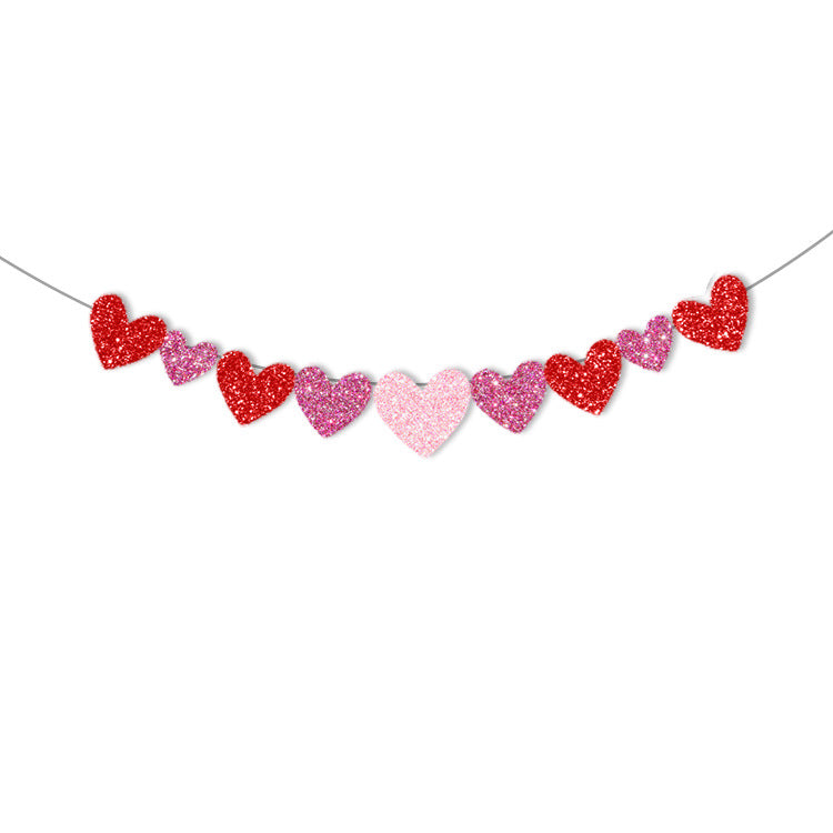 Heart Glitter Pull A Banner For Party Decorations, Valentine's Day decor, Romantic home accents, Heart-themed decorations, Cupid-inspired ornaments, Love-themed party supplies, Red and pink decor, Valentine's Day table settings, Romantic ambiance accessories, Heart-shaped embellishments, Valentine's Day home embellishments
