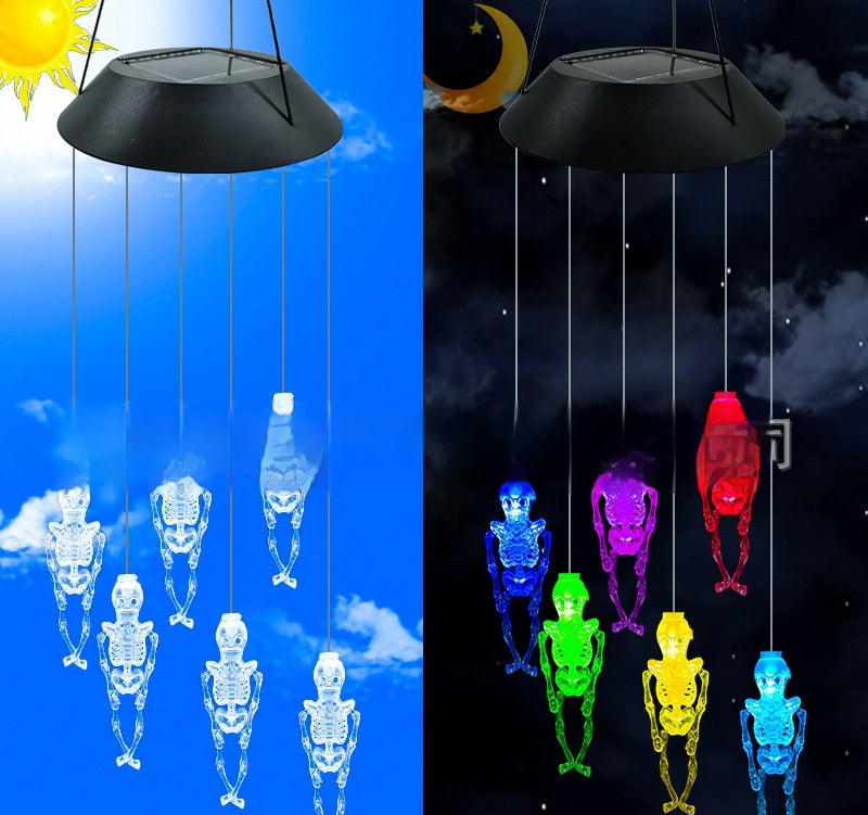 Outdoor Solar Colorful Skeleton Wind Chime