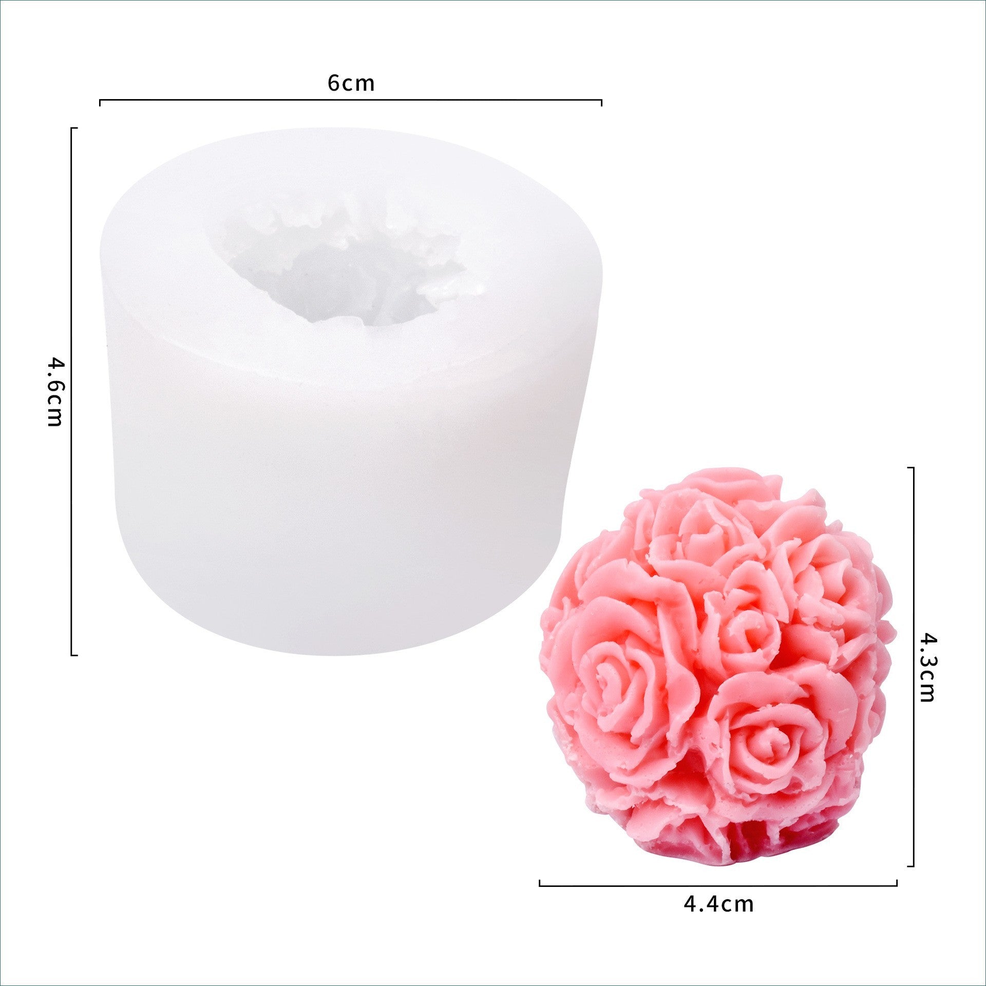 Flower Aromatherapy Candle Round Ball Rose Cylinder Mold Silicone, Silicone candle molds, Christmas tree candle molds, Halloween pumpkin candle molds, Easter egg candle molds, Animal candle molds, Sea creature candle molds, Fruit candle molds, Geometric candle molds, Abstract candle molds, DIY candle making molds,
