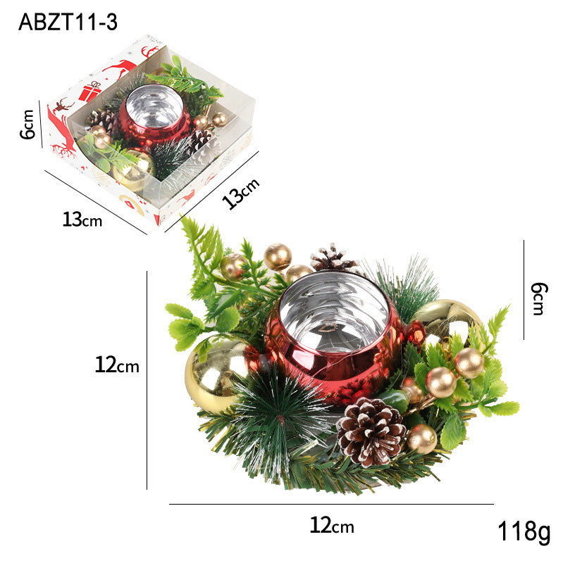 Christmas Candle Metals Candlestick Wreath Artificial Pinball Pinecone Candle Holder Fake Leaves Xmas New Year Home Table Decor, candle holder, candle stick holder, glass candle holder, iron candle holder, wicker candle holder 2 piece set, candle holders, candlesticks, candle sticks, Luxury candles holders, taper candle holders, candlestick holder, Wooden Candlestick Candle Holder, Metal Candle Holders