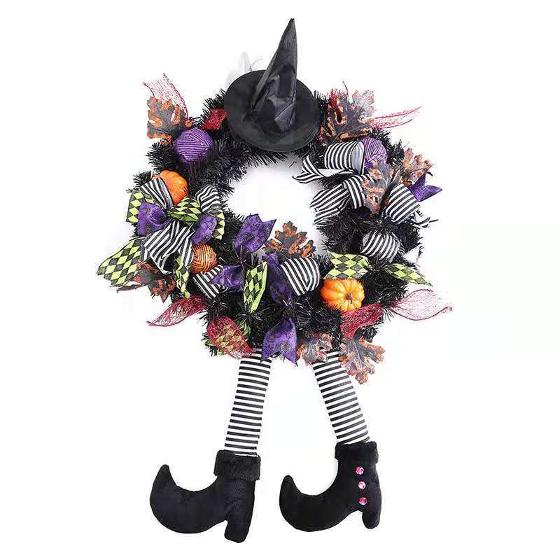 Halloween Door Hanging Wreath Supplies Decoration Halloween Witch Hat Leg Pumpkin Door Wreath Halloween For Home Party Supplies, Halloween decorations items, Halloween masks, Halloween props, Halloween animatronics, Halloween inflatables, Halloween lights, Halloween fog machines, Halloween spider webs, Halloween lanterns, Halloween banners, Halloween streamers, Halloween tableware, Halloween centerpieces, Halloween party favors, Halloween yard stakes, Halloween tombstones, Halloween candles, Halloween 