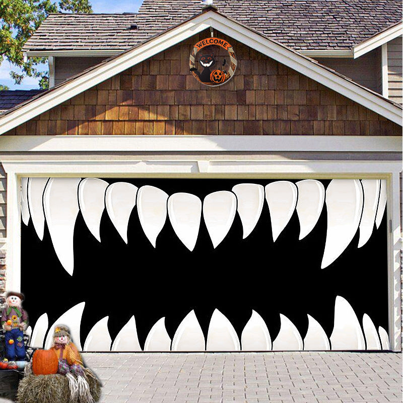 Halloween Garage Stickers Background Fabric