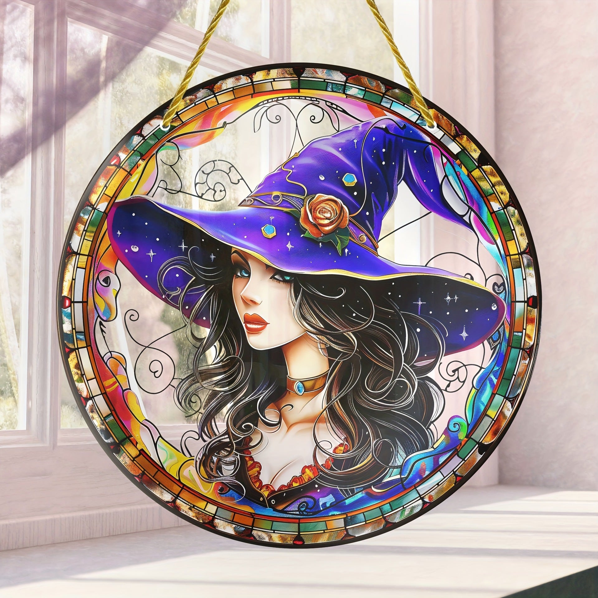 Acrylic Halloween Witch Pendant Color Disc Wall Decorations, Pumpkin lanterns, Jack o Lanterns, Halloween Lights, Halloween Decoration Ornaments, Halloween inflatables, carved pumpkins, Halloween wreaths, Halloween Candles, and animatronics Halloween.
