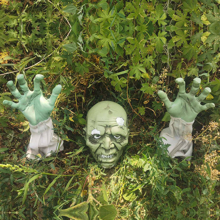 Halloween Horror Skull Head Gloves Three-piece Resin Latex Decoration