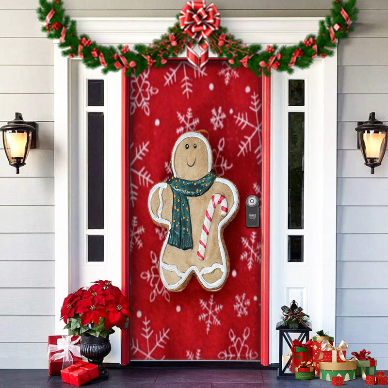 Christmas Forest Background Fabric Door Shelter Door Hanging New Year Party Decoration