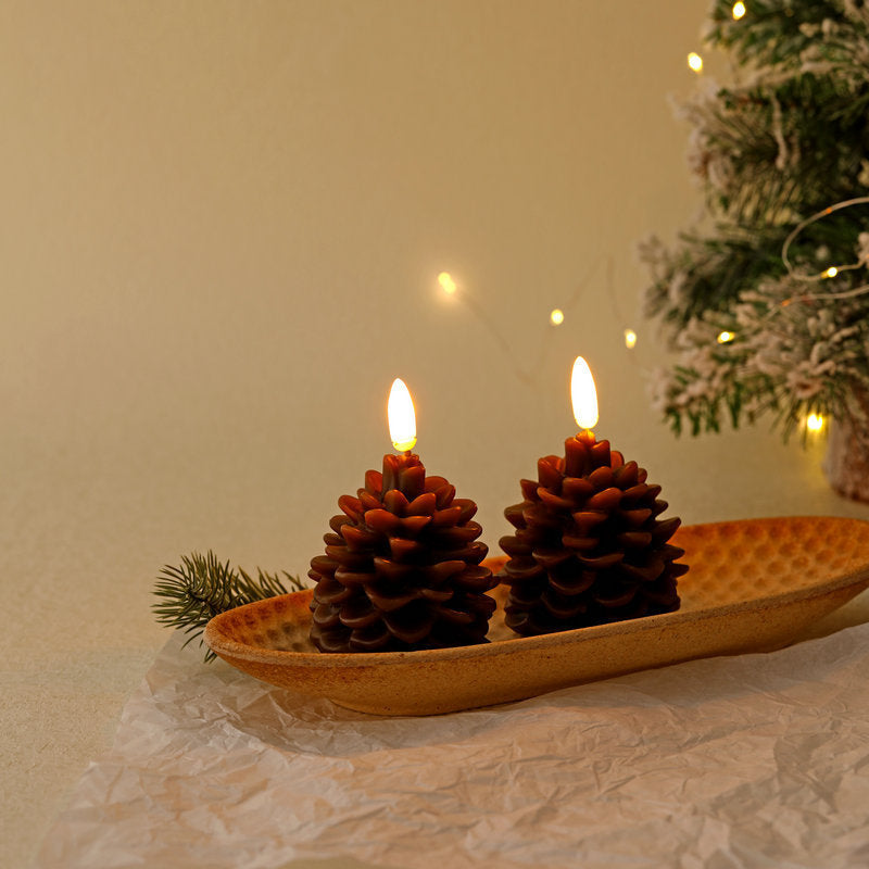 Christmas Pine Cone Paraffin LED Bullet Candle Light