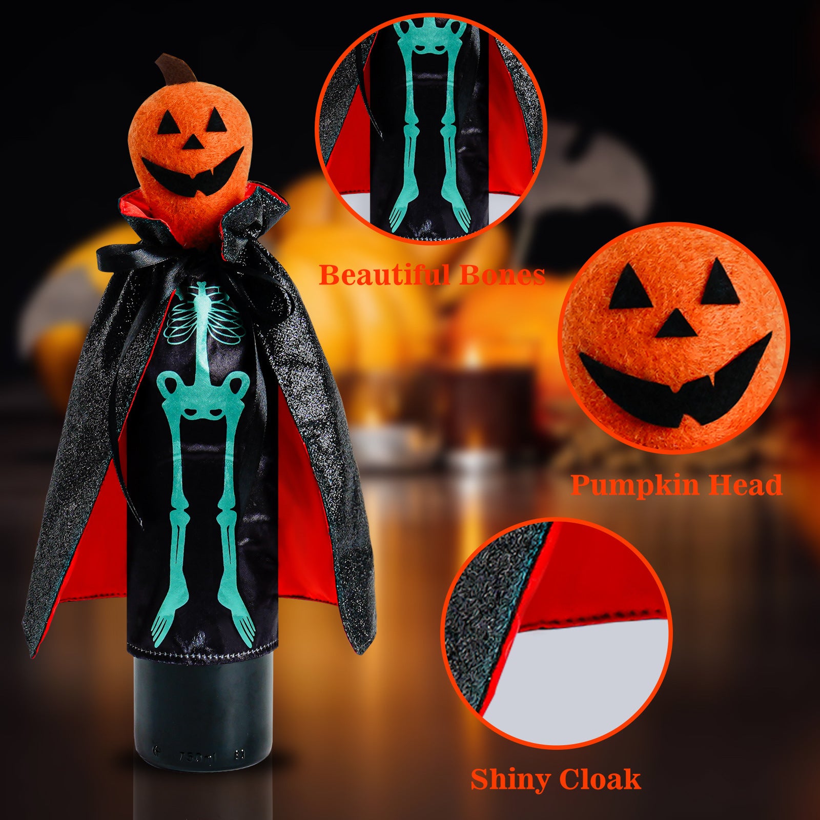 Halloween Bottle Cover Skull Pumpkin Champagne